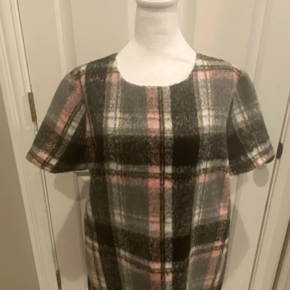 Anthropologie Line & Dot Frontier Plaid Short Sleeve Mini Dress - Picture 3 of 12